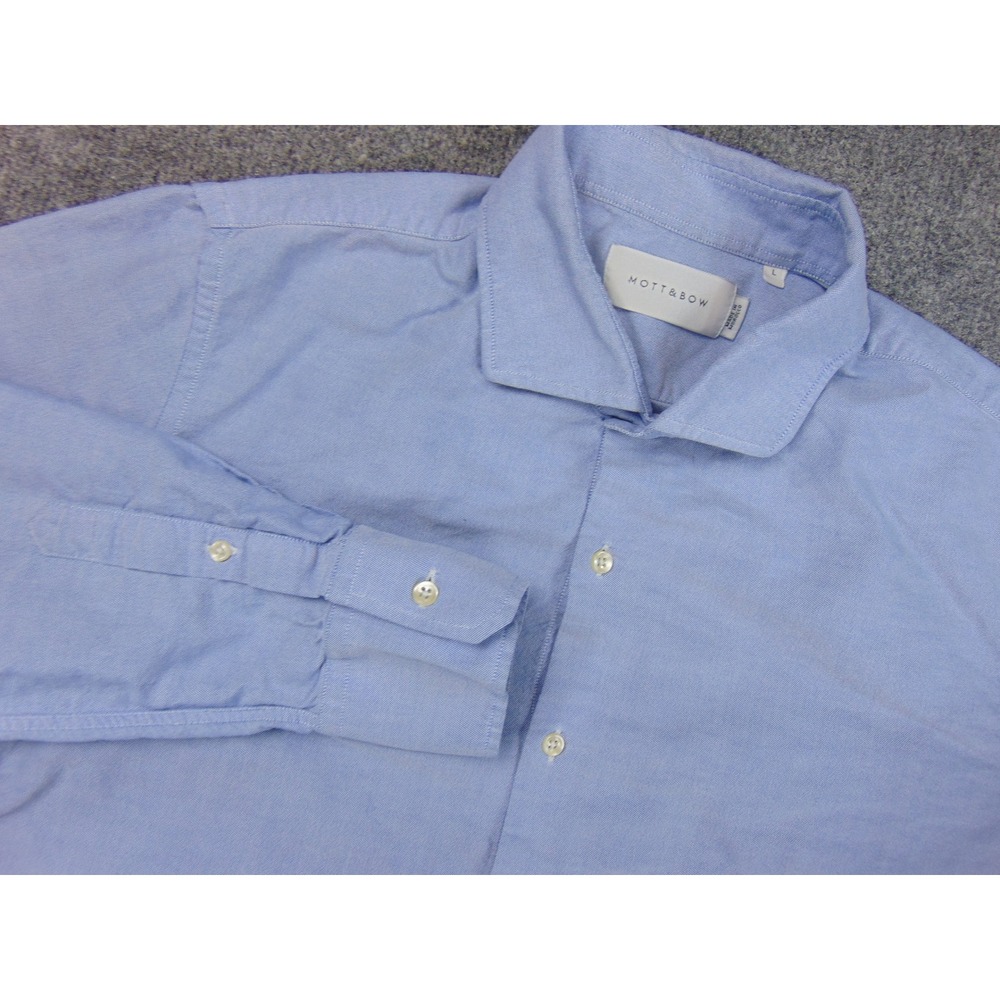 Mott and Bow Dress Shirt‎ Mens Large Light Blue Long Sleeve Oxford